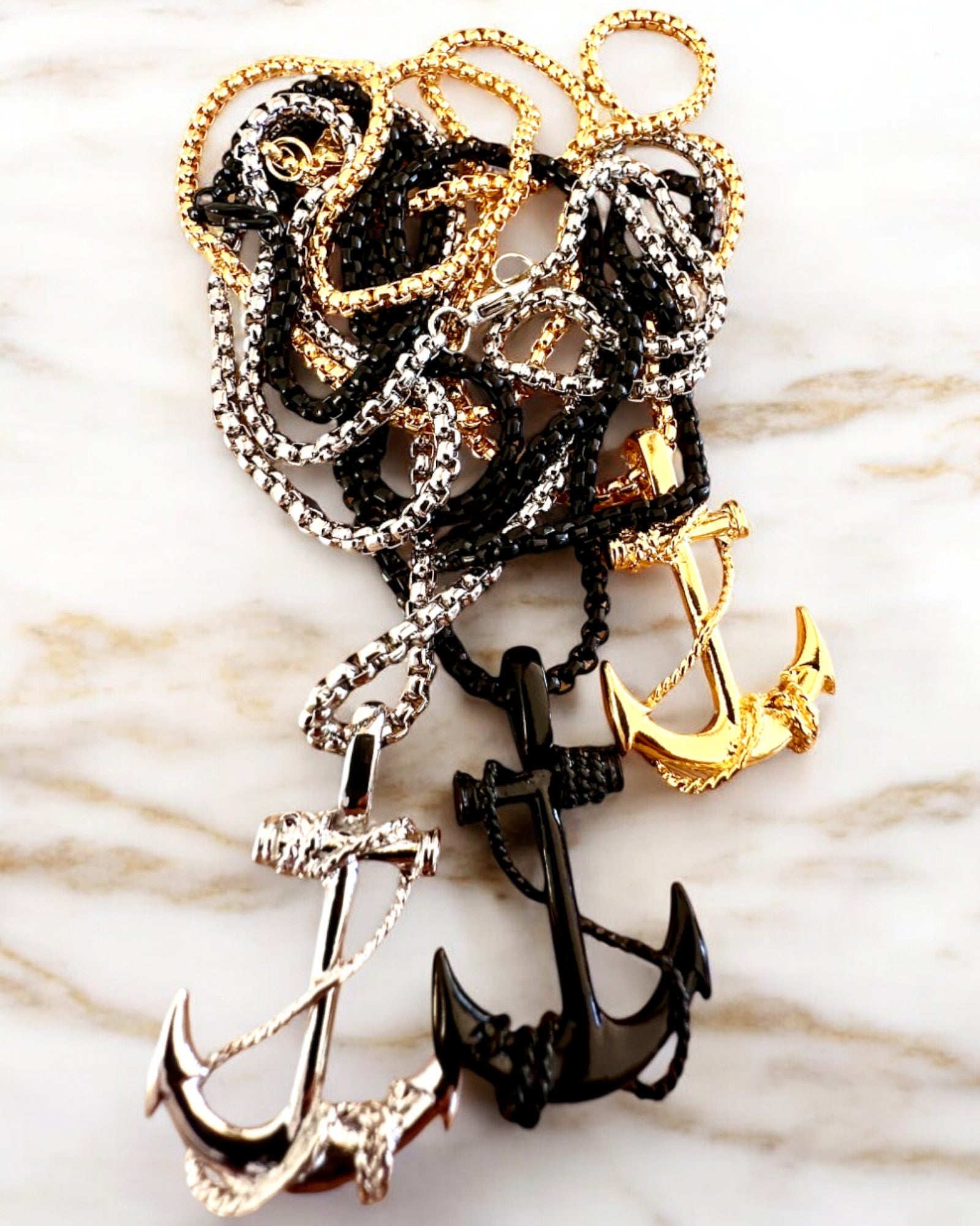 "Anchor of Determination - Marine Amulet", necklace, customizable with engraving for a gift, 3 variants to choose from