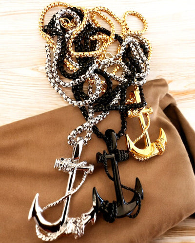 Anchor of Determination, Marine Amulet, necklace, personalization with engraving available for gift, 3 variants to choose from