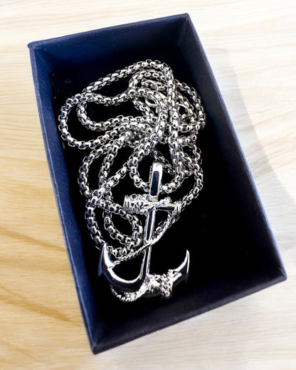 "Anchor of Determination - Marine Amulet", necklace, customizable with engraving for a gift, 3 variants to choose from