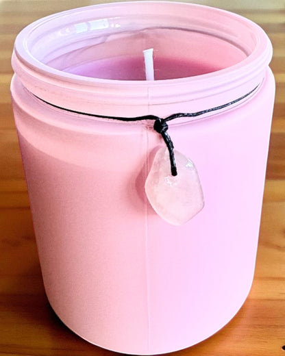 Intentional Soy Candle Rose Quartz – love, harmony and peace of heart, 250 ml, possibility of personalization as a gift