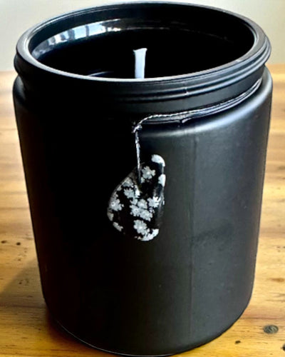 Obsidian Intentional Soy Candle – self-confidence and inner strength, 250 ml, option for personalization as a gift