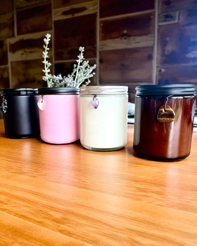 Obsidian Intentional Soy Candle – self-confidence and inner strength, 250 ml, option for personalization as a gift