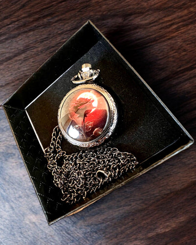 Pocket Watch Night Rose, customizable with engraving for a gift