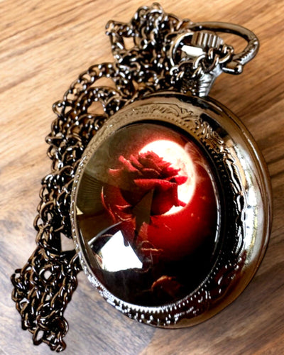 Pocket Watch Night Rose, customizable with engraving for a gift