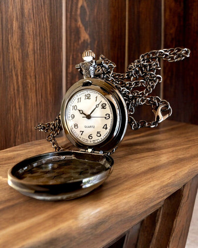 "Tiger Elegance" stainless steel pocket watch with engraving option for a gift