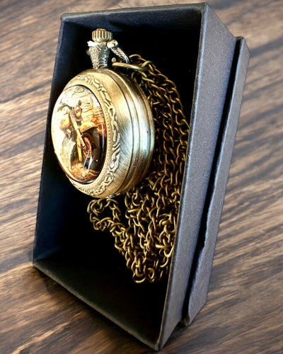 Retro Pocket Watch "Motorcycle Style", customizable with engraving for a gift