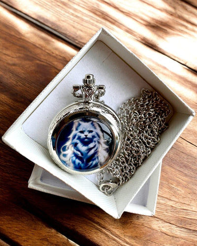 "Starry Cat" Pocket Watch with Engraving Option, 2 Color Variants Available