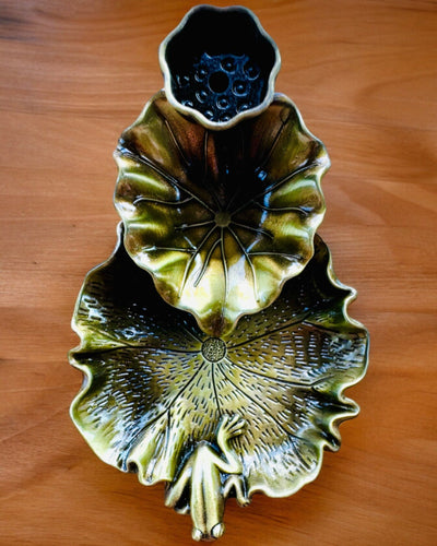 Elegant Metal Lotus Leaf Incense Holder - 4 variants to choose from, personalization with engraving available for a gift
