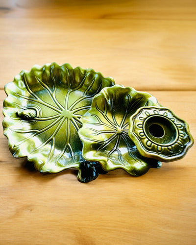 Elegant Metal Lotus Leaf Incense Holder - 4 variants to choose from, personalization with engraving available for a gift