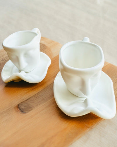 Elegant Ceramic Cups "Mask" – Set of 2 pcs. - personalization with engraving available for a gift