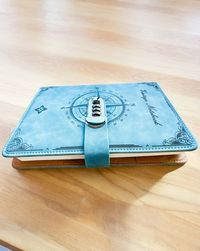 Secret A5 Vintage Notebook with Code Lock - Choose Your Style, Personalization with Engraving for a Gift