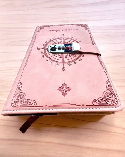 Secret A5 Vintage Notebook with Code Lock - Choose Your Style, Personalization with Engraving for a Gift