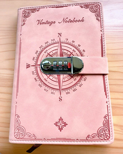 Secret A5 Vintage Notebook with Code Lock - Choose Your Style, Personalization with Engraving for a Gift