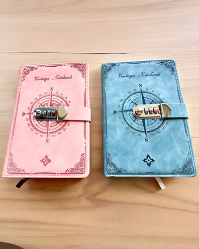 Secret A5 Vintage Notebook with Code Lock - Choose Your Style, Personalization with Engraving for a Gift