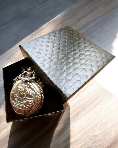 Pocket watch "Time Locomotive" with engraving, as a gift, train motif