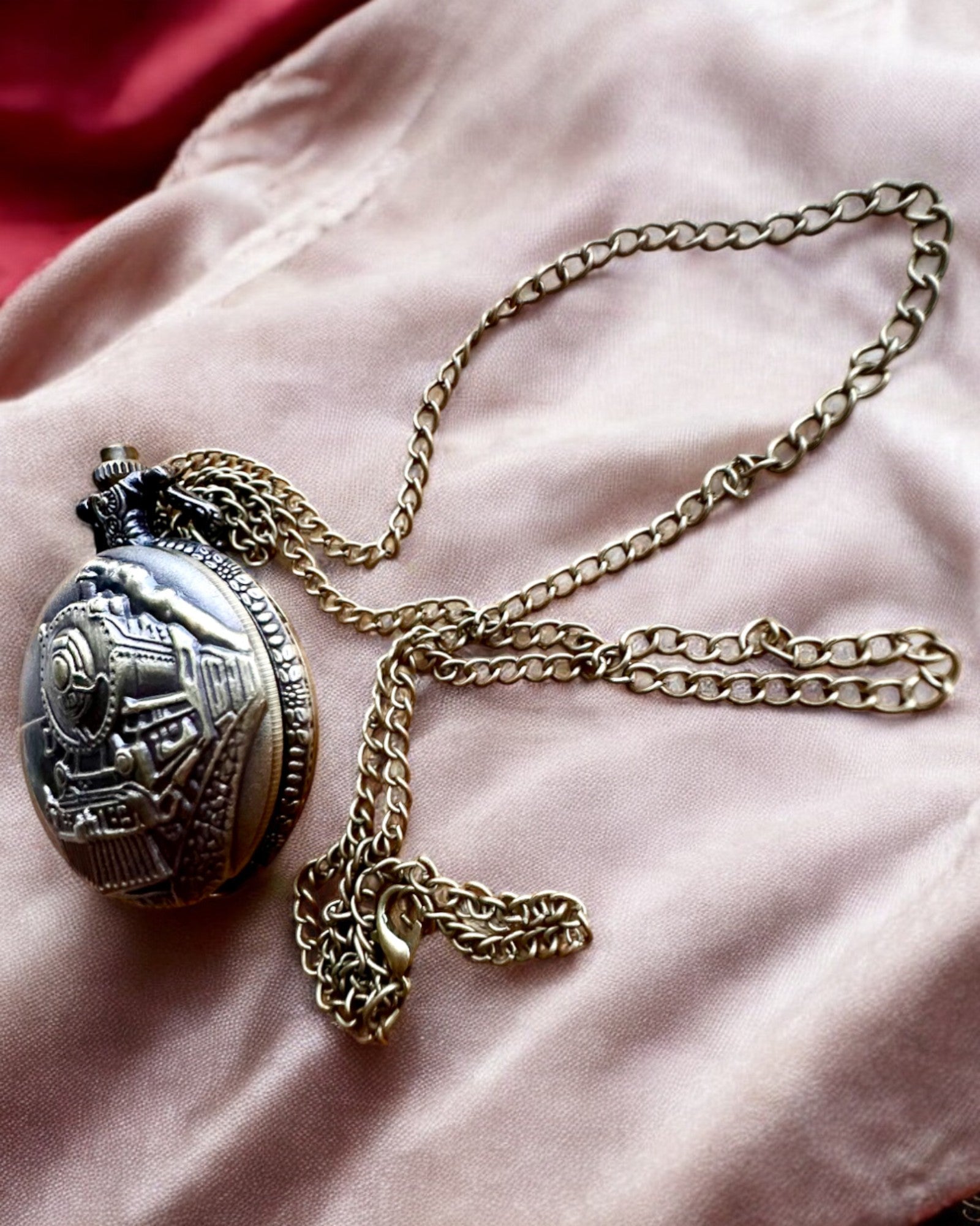 Pocket watch "Time Locomotive" with engraving, as a gift, train motif
