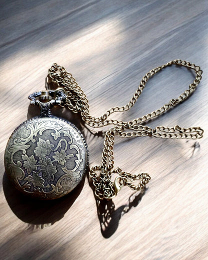 Pocket watch "Time Locomotive" with engraving, as a gift, train motif