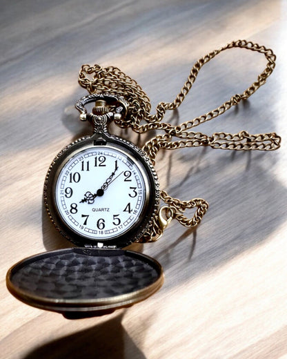Pocket watch "Time Locomotive" with engraving, as a gift, train motif