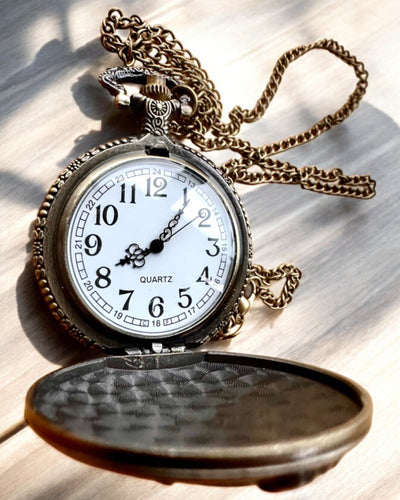 Time Locomotive Pocket Watch with Engraving, for Gift, Train Motif