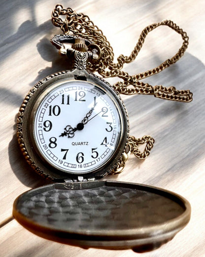 Pocket watch "Time Locomotive" with engraving, as a gift, train motif