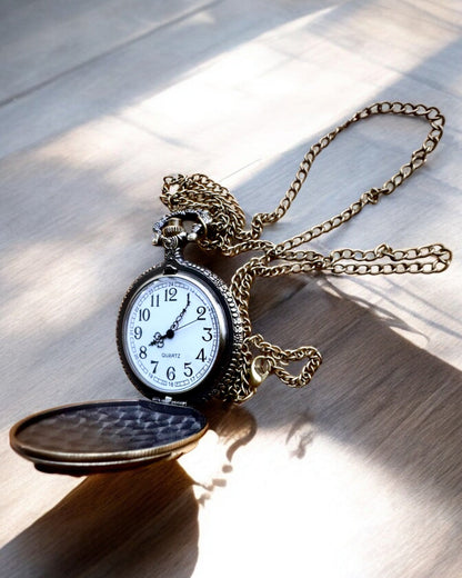 Pocket watch "Time Locomotive" with engraving, as a gift, train motif