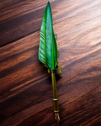 "Steampunk Elegance" Calligraphy Pen with Turkey Feather - Handcrafted, 5 Variants to Choose From, Custom Engraving for Gift
