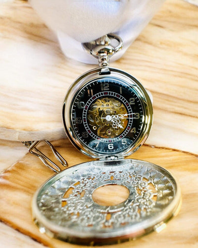 Pocket Watch "Eterna Elegance", personalized gift, engraving. Silver color