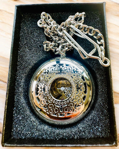 Pocket Watch "Eterna Elegance", personalized gift, engraving. Silver color