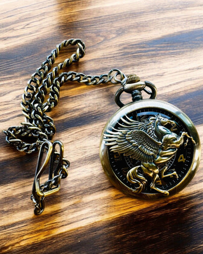 Pocket Watch "Equus Tempus" - Color: Copper, with Horse Motif, personalization with engraving available