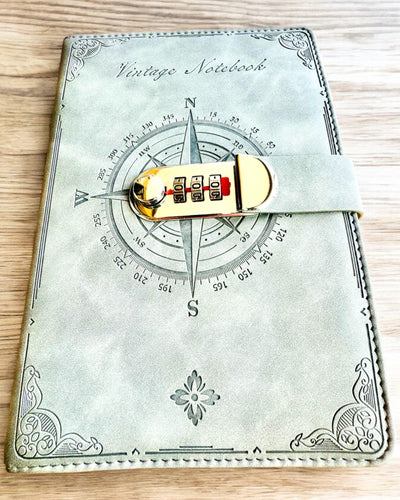 Secret A5 Vintage Notebook with Code Lock - Choose Your Style, Personalization with Engraving for a Gift