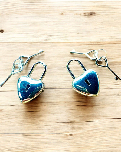 Keys of Love in Silver Color 2 Mini Heart-Shaped Padlocks, personalization with engraving available as a gift
