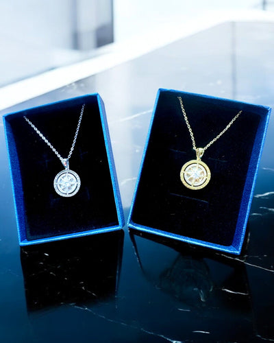 Compass Necklace "Star Direction", customizable with engraving, 2 color variants available