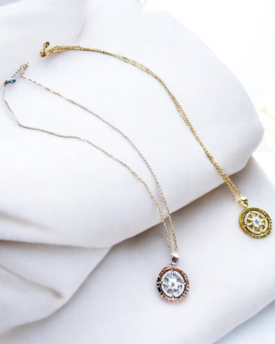 Compass Necklace "Star Direction", customizable with engraving, 2 color variants available
