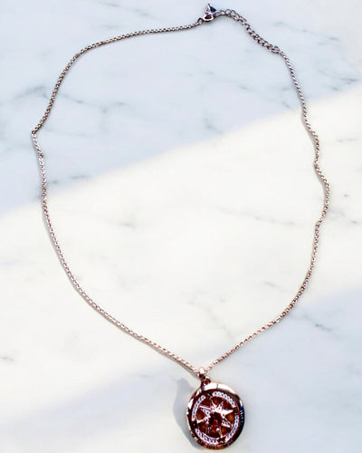 Necklace "Compass of Love" with zirconia, customizable with engraving
