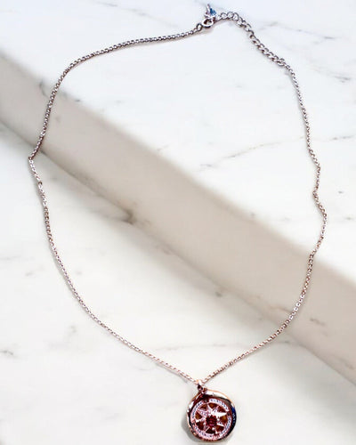Necklace "Compass of Love" with zirconia, customizable with engraving
