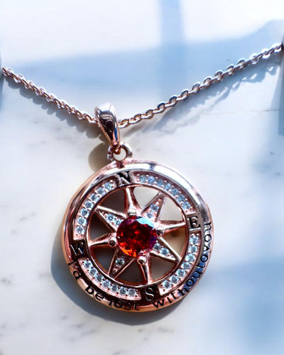 Necklace "Compass of Love" with zirconia, customizable with engraving