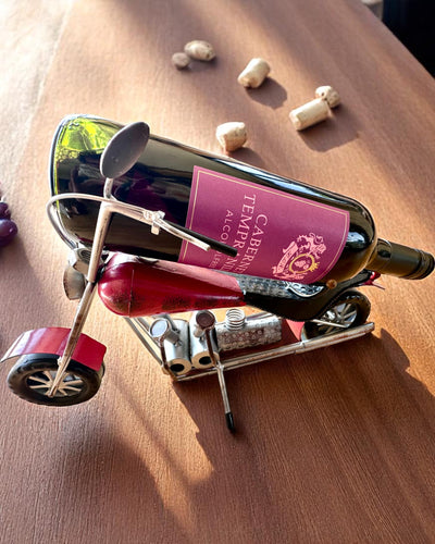 Metal Wine Rack 40 cm long, in the shape of a motorcycle with engraving option for a gift