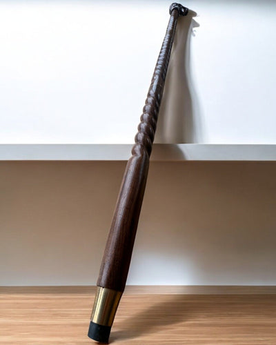 Wolf Guardian Hand-Carved Walking Cane, Wooden, customizable with engraving