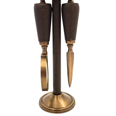 Elegant Office Set Made of Brass and Leather