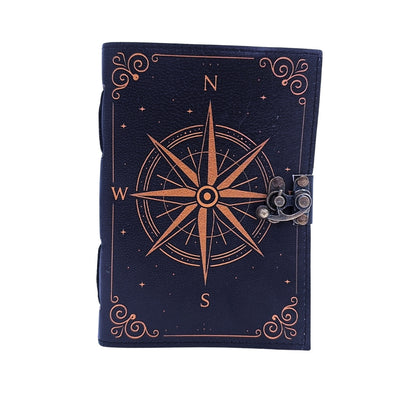 Retro Leather Notebook with Compass Rose – Gift for a Sailor - AH09