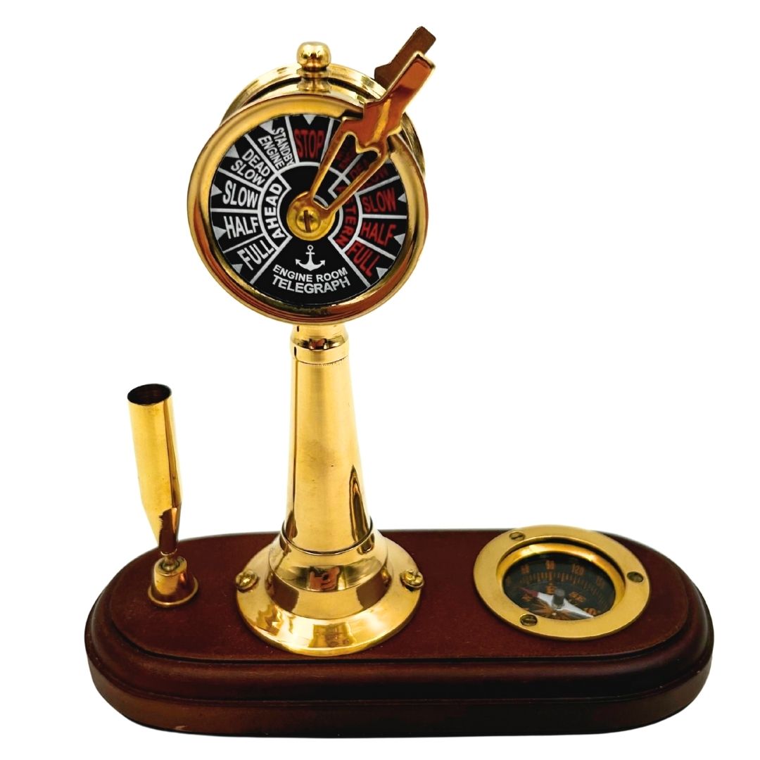 Elegant Desk Set – Engine Order Telegraph, Compass, Pen Holder – TT018
