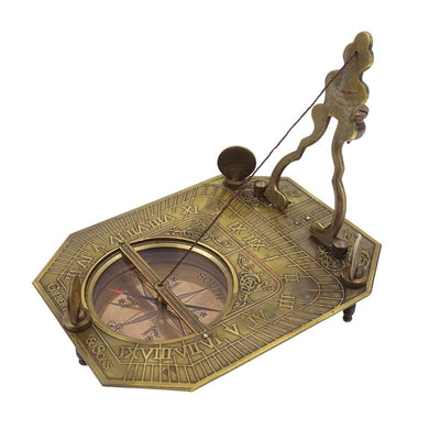 Sundial with Compass in a Wooden Box – Retro Gift for a Traveler – SUN-0106