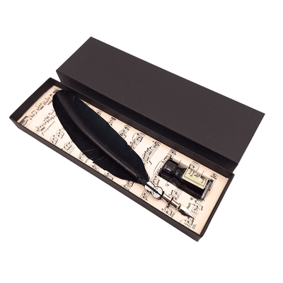 Calligraphy Set - Black Goose Feather Quill with Nib + Ink - 1027