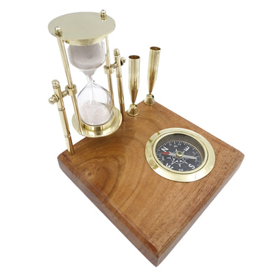 Retro Desk Set - Hourglass, Compass, and Pen Holders - NC2618OP