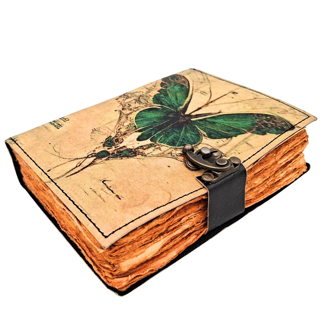 Retro Leather Notebook Butterfly - Goat Leather 200 Pages - AH20