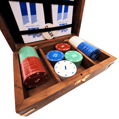 Elegant Poker Set in a Wooden Box – 100 Chips - DNU-102