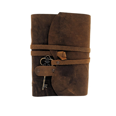 Retro Leather Notebook with Key and Strap 200 Pages 18 x 13 cm - AH02