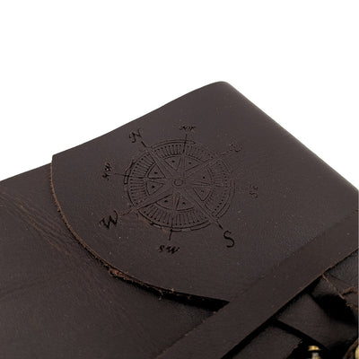 Retro Leather Notebook with Compass Rose 200 Pages - Gift for a Sailor - AH03