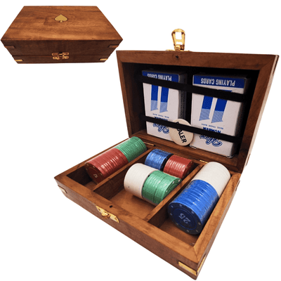 Elegant Poker Set in a Wooden Box – 100 Chips - DNU-102