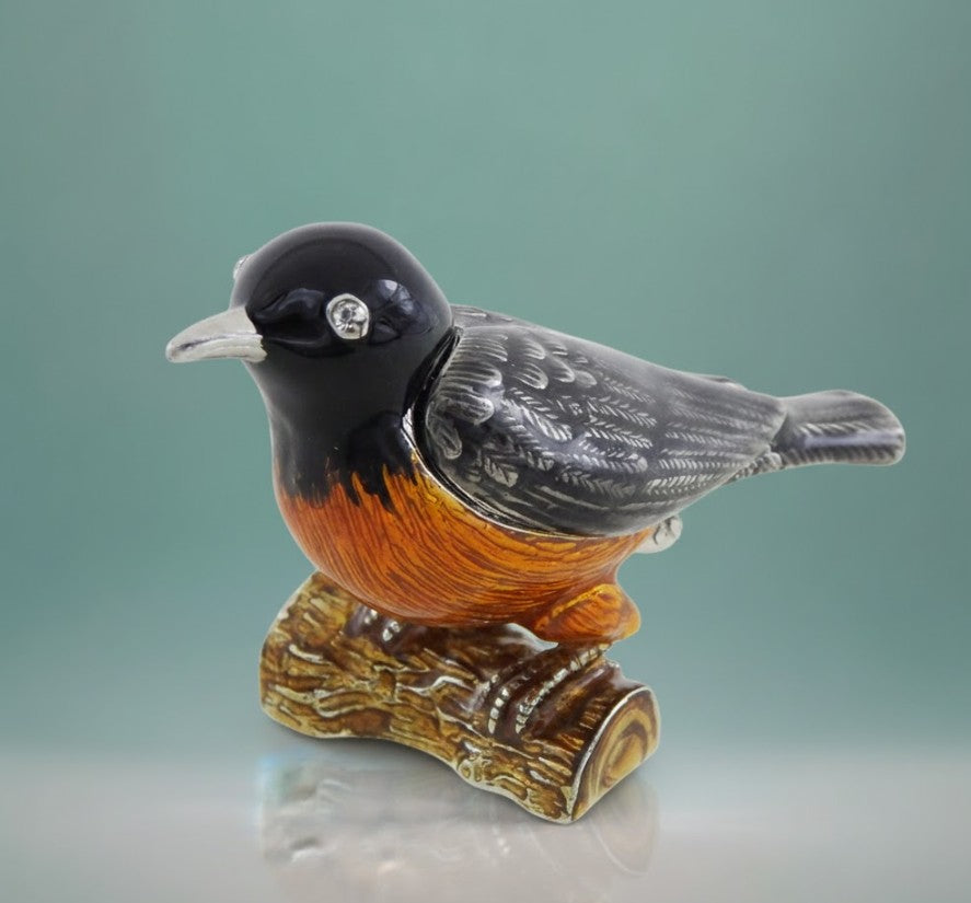 Unique Metal Box Decorated with Crystals - Bird - B0192-02